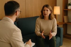Photograph of a mature woman in a sexual therapy session at Ocnos Psychology Clinic