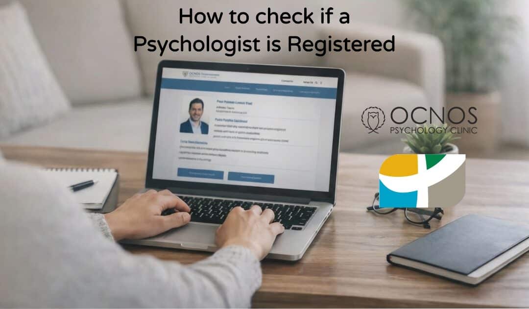 Imagen destacada del Blog en ingles How to check if a psychologist is registered de Ocnos Psychology Clinic