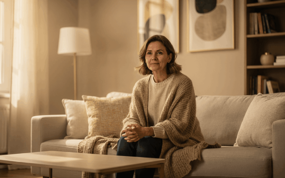Mujer en consulta psicológica reflexionando durante tratamiento del trauma en Ocnos Psychology Clinic