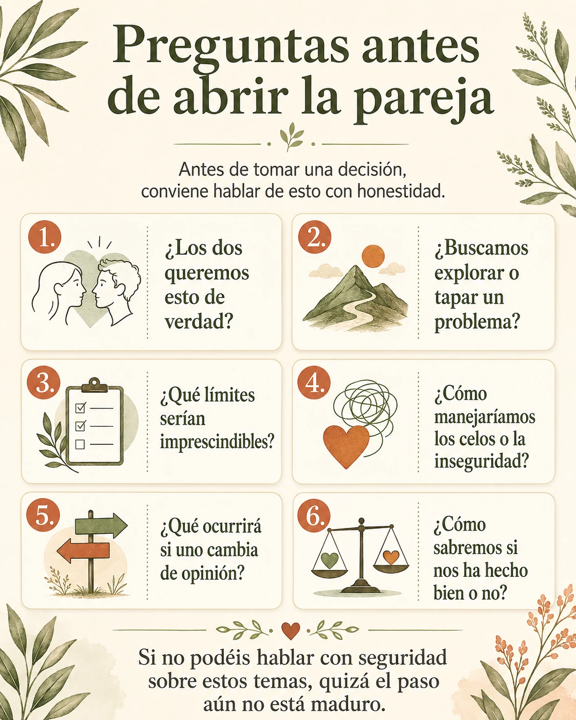 Preguntas antes de abrir la pareja Infografía con preguntas importantes antes de abrir una relación
