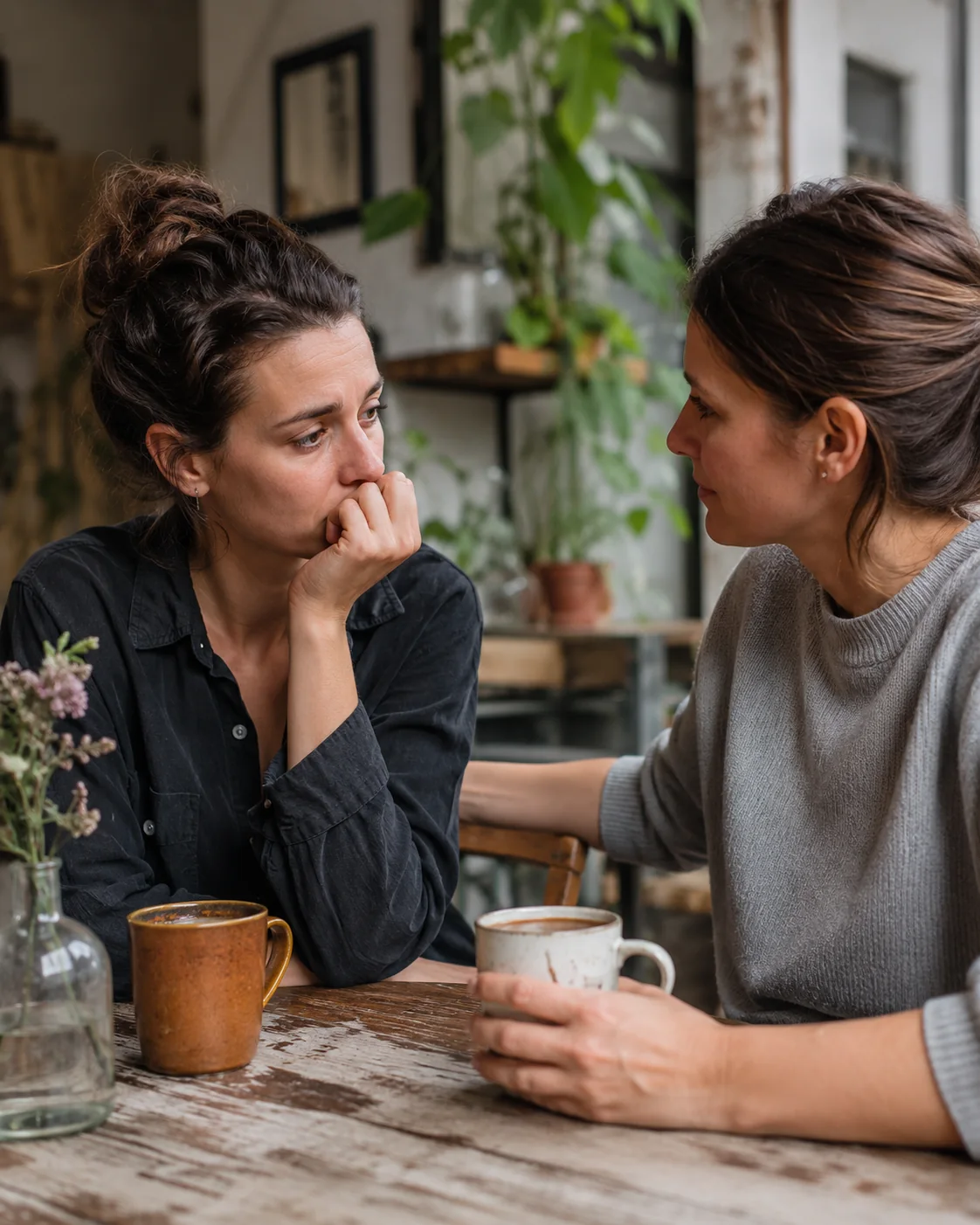 Apoyo emocional y escucha Pareja ofrece apoyo emocional y escucha ante los celos en una relación abierta