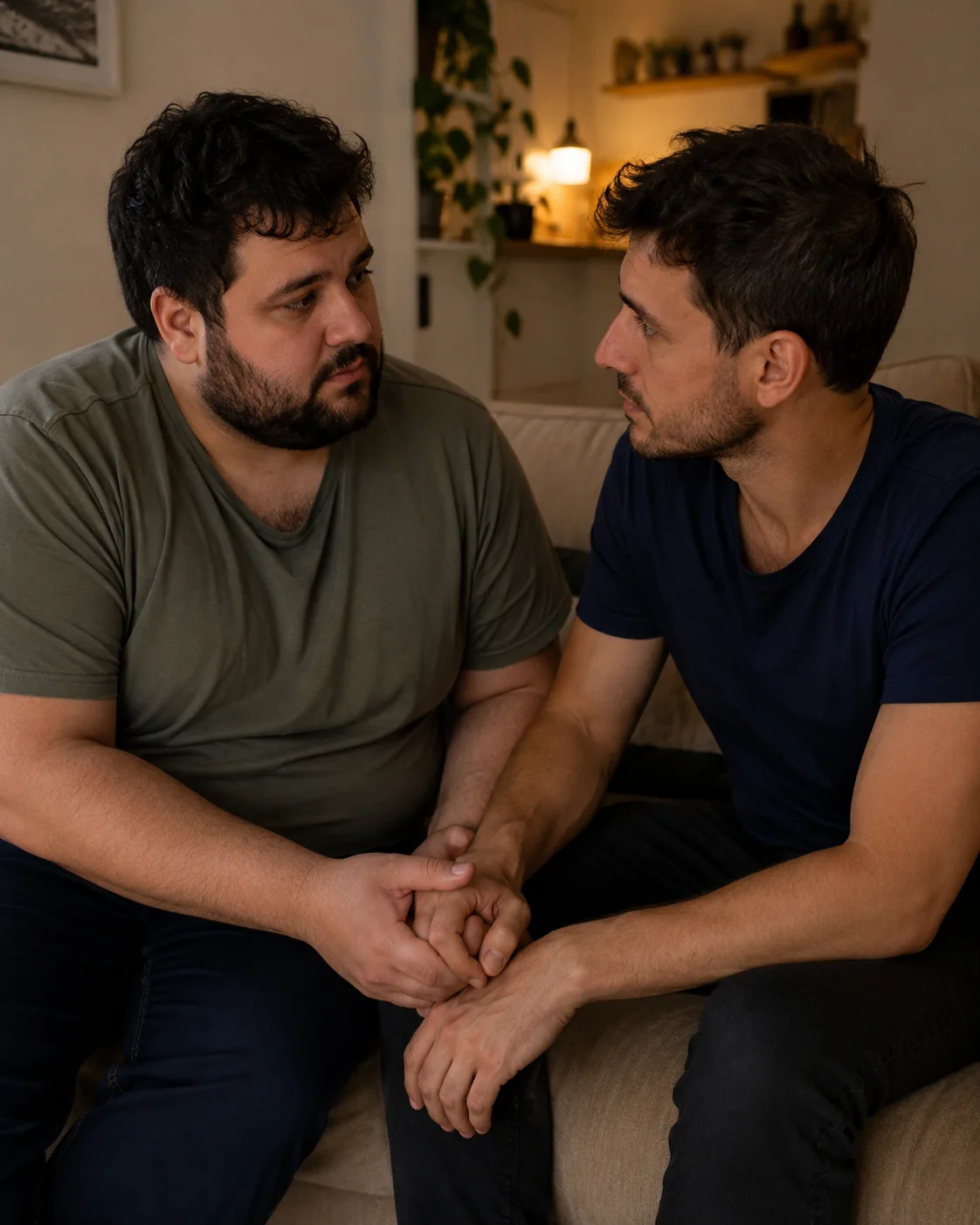 Escucha y cuidado en una conversación de pareja Pareja practica escucha y cuidado durante una conversación difícil