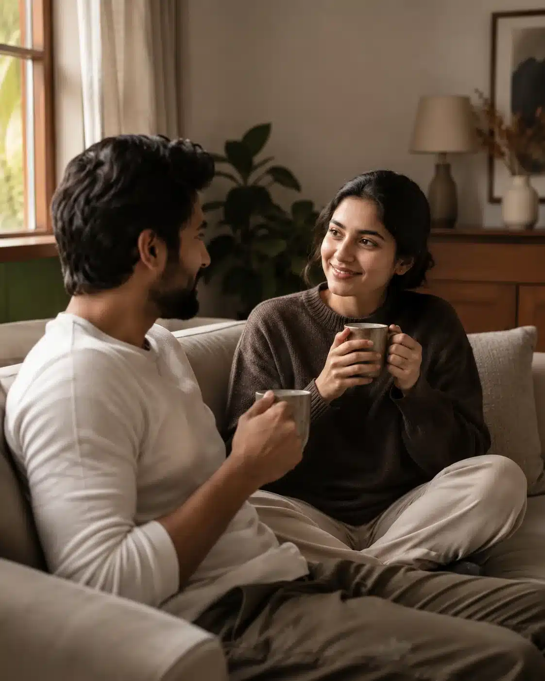 Conversación y compromiso en una relación cerrada Una pareja conversa sobre compromiso y exclusividad en una relación cerrada