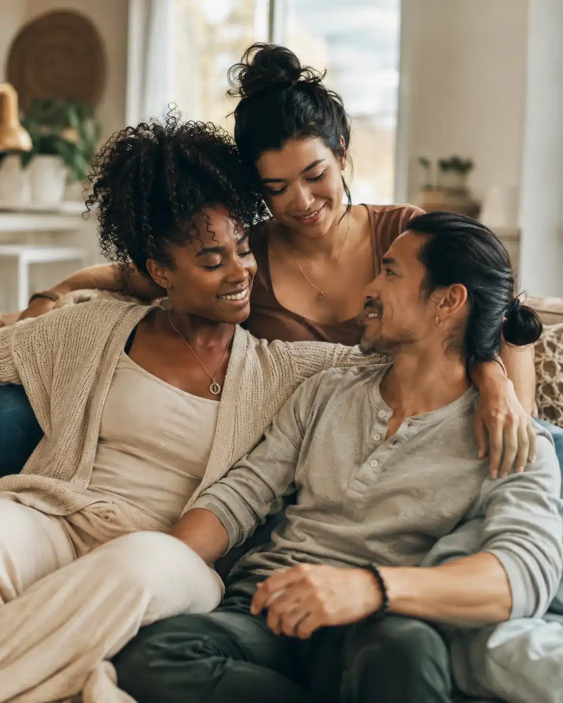 Intimidad y vínculo seguro en una relación cerrada Dos personas comparten intimidad y cercanía dentro de una relación cerrada